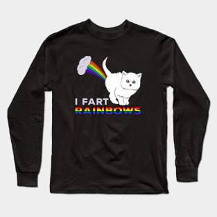 I Fart Rainbows - Funny Cat Fart Rainbow Long Sleeve T-Shirt